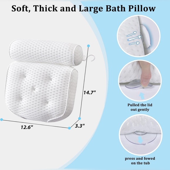 Bathtub Large Spa Pillow with 4D Air Mesh - Picture 2 of 6